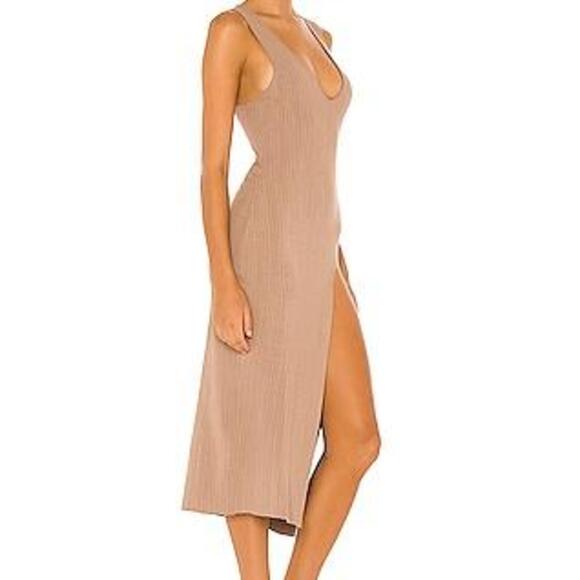 x REVOLVE Variegated Rib Bodycon Dress in Taupe - Picture 4 of 6